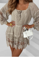 Bluse tunika z koronką boho Nayla Beige