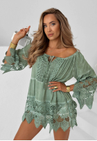Bluse tunika z koronką boho Nayla Beige