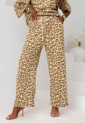 Weite Baumwollhose Tropical Lagoon Beige