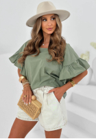 Lekka Bluse z falbankami Sun Breeze Schokoladenbraun