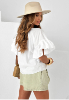 Lekka Bluse z falbankami Sun Breeze Schokoladenbraun