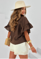 Lekka Bluse z falbankami Sun Breeze Schokoladenbraun