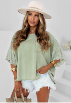 Bawełniana Bluse oversize z koronką Sun Umbrella Ecru