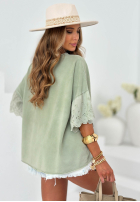 Bawełniana Bluse oversize z koronką Sun Umbrella Ecru