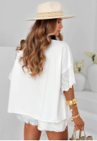 Bawełniana Bluse oversize z koronką Sun Umbrella Ecru