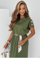 Kleid midi z apaszką i ozdobnymi guzikami Sailor Charm Schokoladenbraun