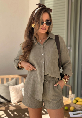 Musselinhemd Elisabetta Olivgr&uuml;n