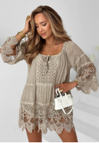 Bluse tunika z koronką boho Nayla Beige