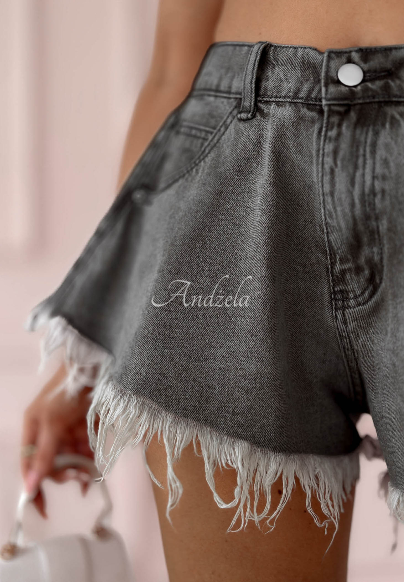 Denim-Shorts mit weitem Bein Endless Blue Dunkelgrau