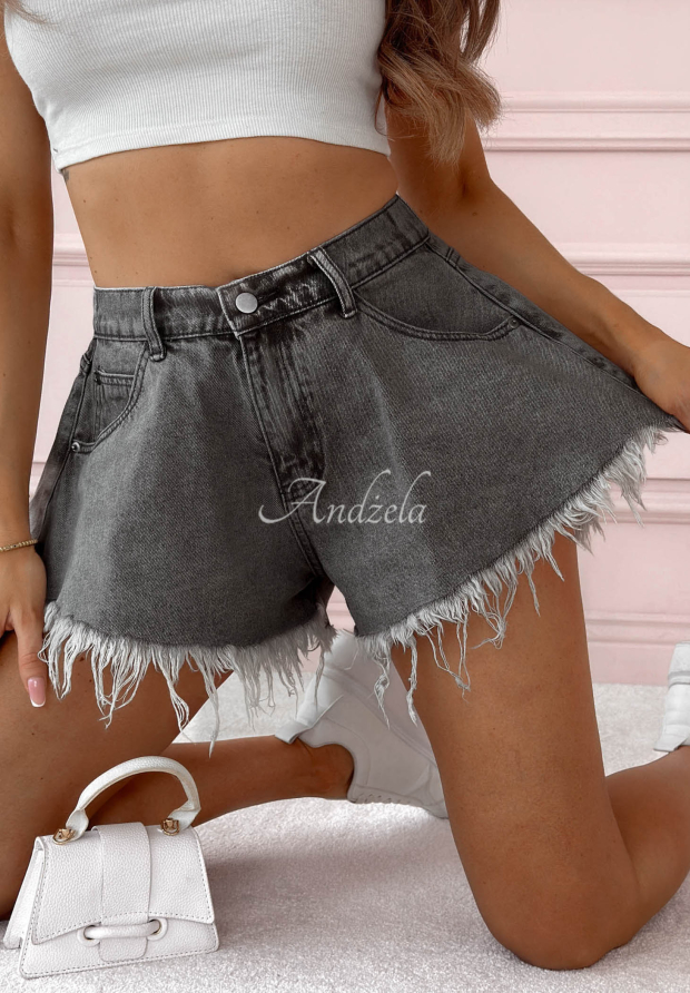 Denim-Shorts mit weitem Bein Endless Blue Dunkelgrau