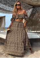 Kleid maxi w panterkę Sand Panther Beige