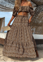 Kleid maxi w panterkę Sand Panther Beige