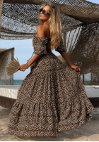 Kleid maxi w panterkę Sand Panther Beige