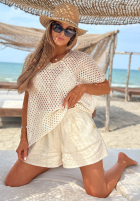 Ażurowy Pullover z dekoltem Zahara Ecru
