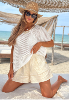 Ażurowy Pullover z dekoltem Zahara Ecru