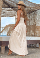Kleid maxi na ramiączkach z koronką boho Island Desire Hell Beige