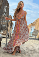 Wzorzysta Kleid maxi na ramiączkach Aqua Bliss błękitno-Orange