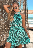 Wzorzysta Kleid mini na ramiączkach z wiskozą Aqua Wave Türkis
