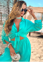 Viskose-Set Hemd und Hose wide leg Summer Skies Türkis