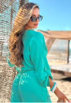 Viskose-Set Hemd und Hose wide leg Summer Skies Türkis