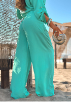 Viskose-Set Hemd und Hose wide leg Summer Skies Türkis