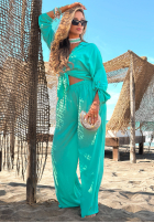 Viskose-Set Hemd und Hose wide leg Summer Skies Türkis
