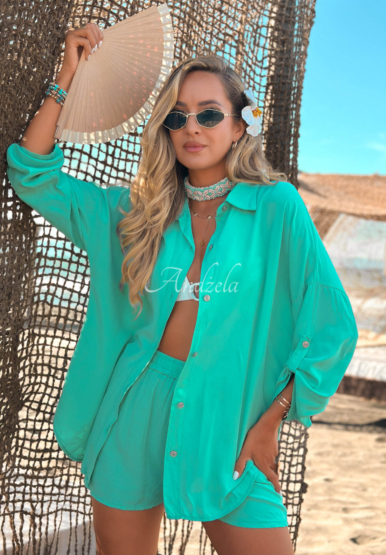 Viskoseset Hemd und Shorts Summer Essence Türkis