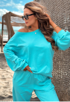 Bawełniany komplet Sweatshirt na jedno ramię i Hose Peach Sunrise Set Orange
