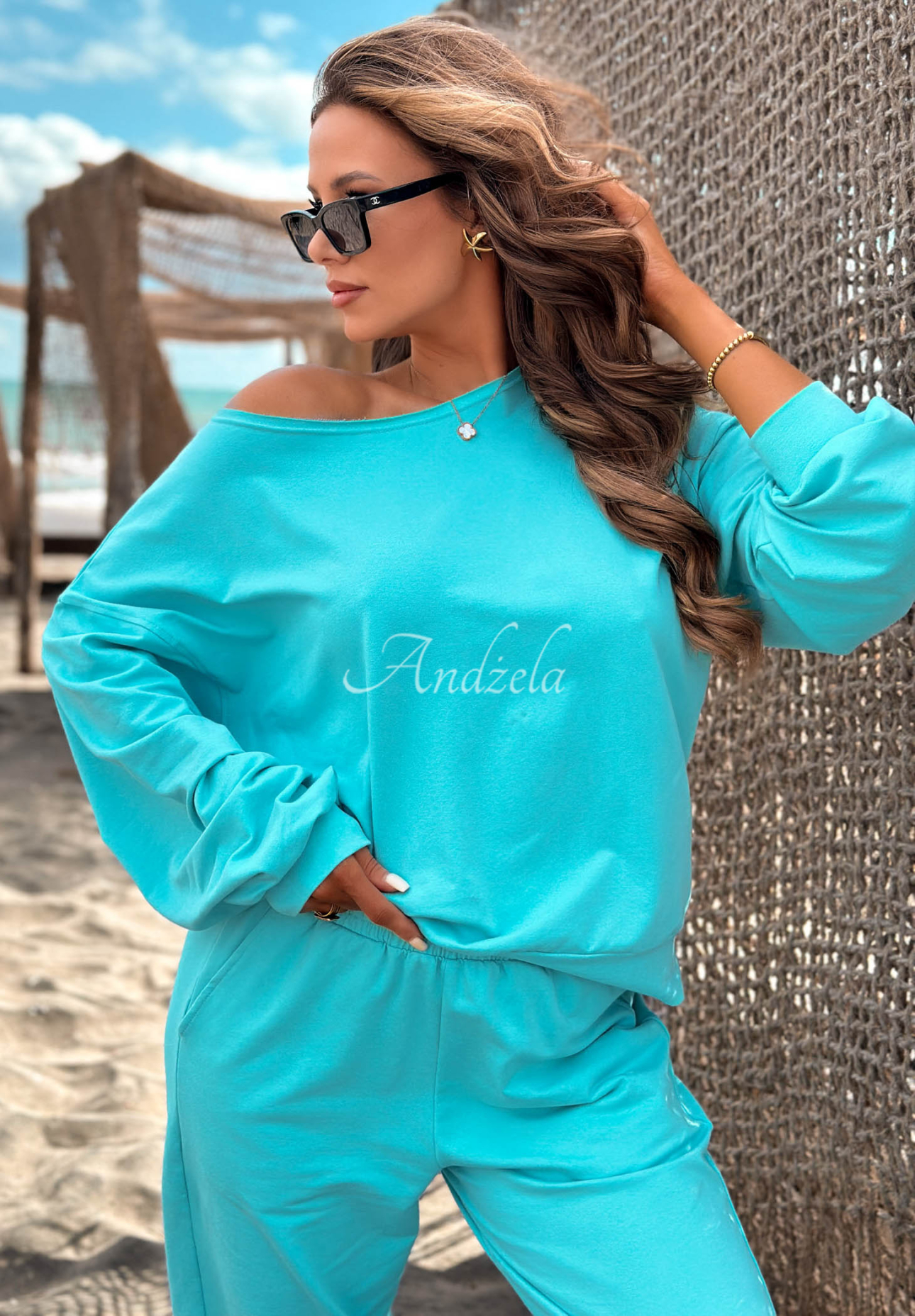 Baumwollset Sweatshirt und Hose Summer Energy Türkis