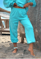 Bawełniany komplet Sweatshirt na jedno ramię i Hose Peach Sunrise Set Orange
