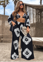 Set 3w1 Top, Hemd i Hose wide leg Mit Muster Fiesta Time Schwarz