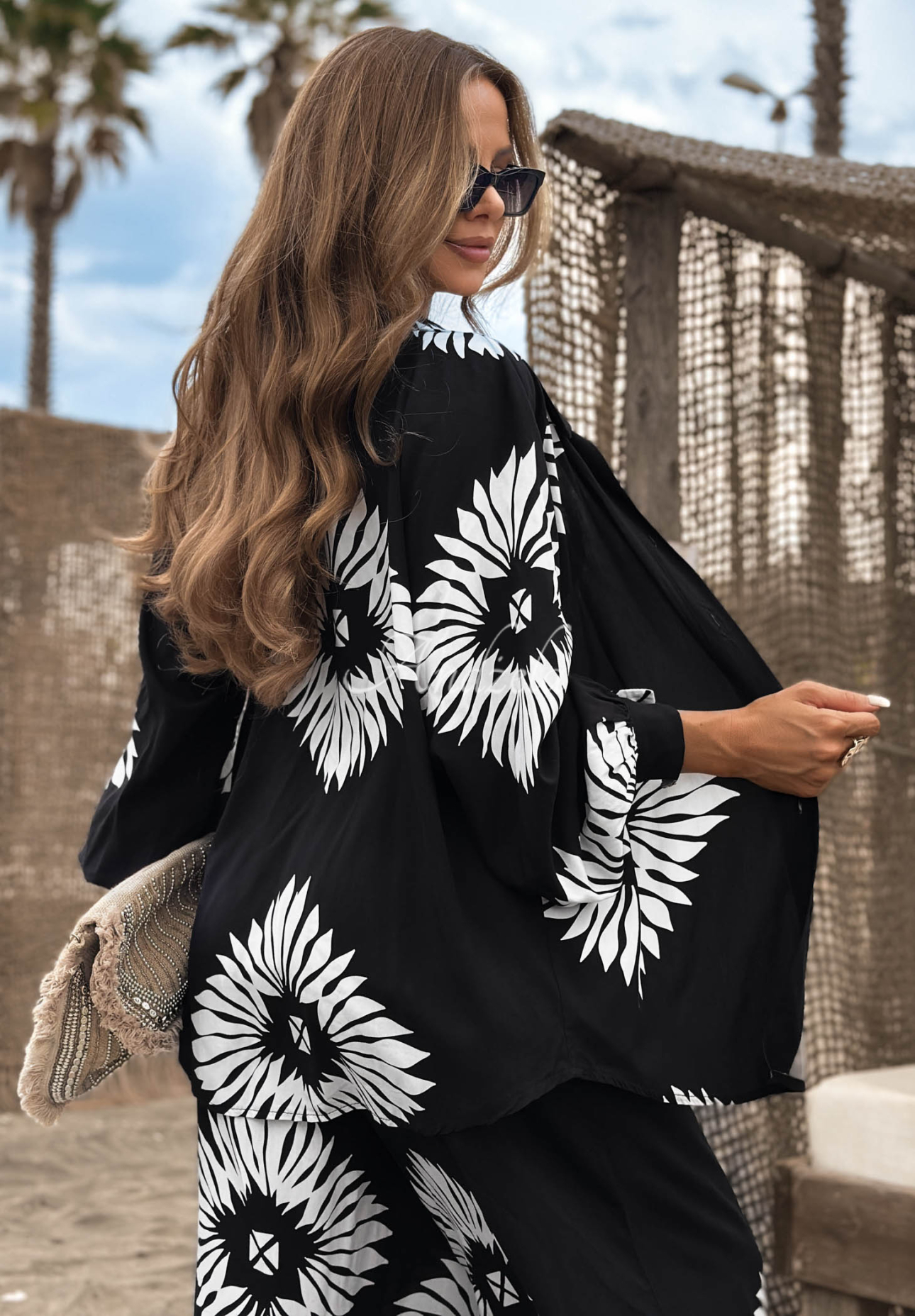 3-in-1-Set aus Viskose: Top, Hemd und Hose mit Mustern Fiesta Time Schwarz