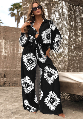 3-in-1-Set aus Viskose: Top, Hemd und Hose mit Mustern Fiesta Time Schwarz