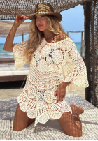 Ażurowa narzutka plażowa boho Sea Sparkle Beige