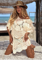 Ażurowa narzutka plażowa boho Sea Sparkle Beige