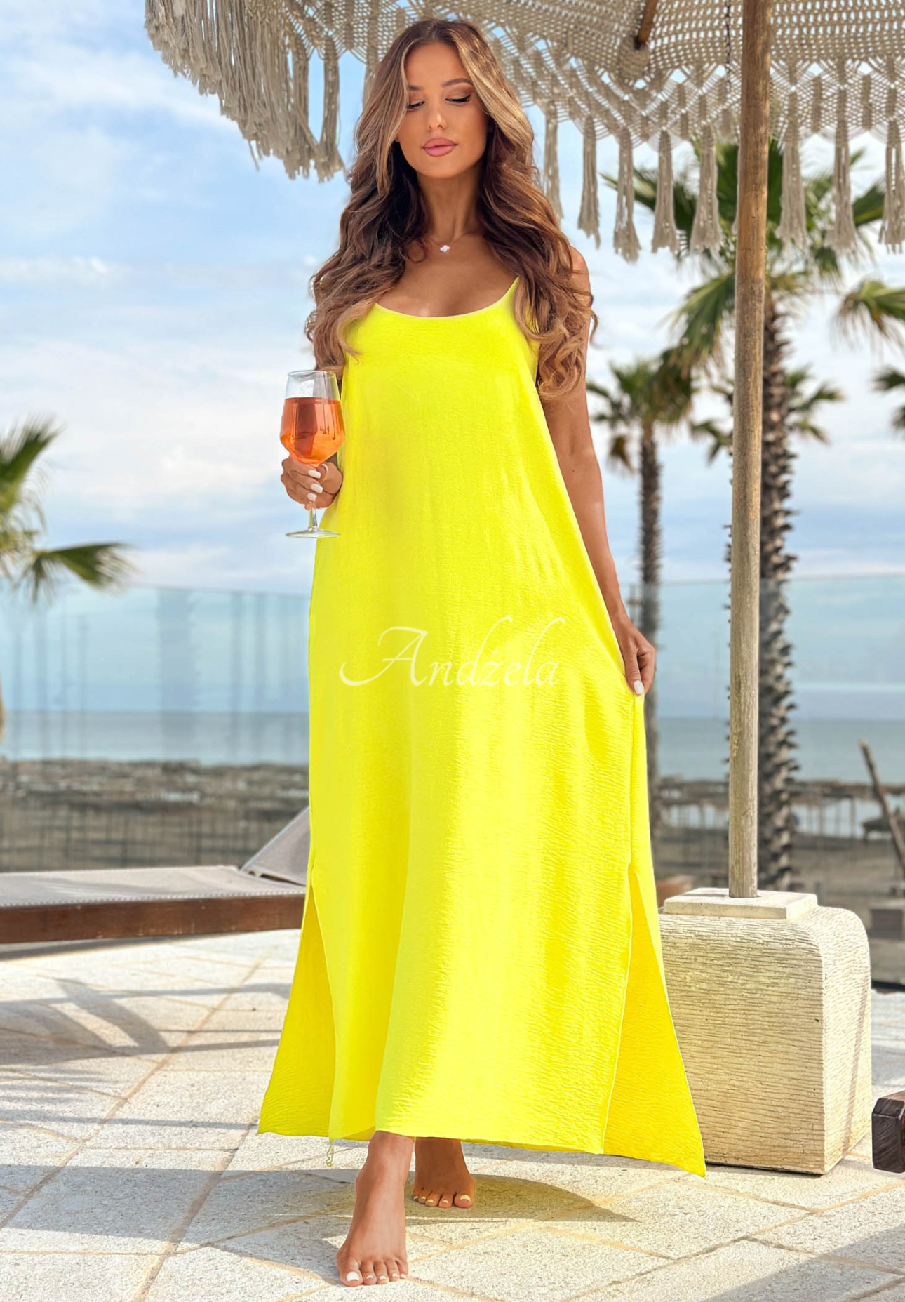 Maxikleid mit Trägern Ocean Mist Gelb