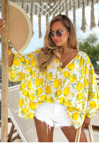 Bluse oversize w cytrynki Iced Lemonade biało-Gelb