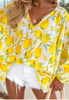 Bluse oversize w cytrynki Iced Lemonade biało-Gelb