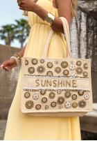Pleciona Tasche wyszywana koralikami boho Sunshine Beads Beige