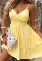 Kleid mini na ramiączkach z falbankami Sun Muse Gelb