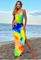 Asymetryczna Kleid maxi Mit Muster Hawaii Papaya żółto-Orange