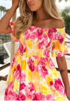 Kwiecista sukienka Kleid im spanischen Stil maxi z falbankami Bloom Coast pomarańczowo-Rosa