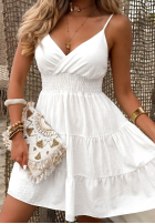Kleid mini na ramiączkach z falbankami Sun Muse Gelb