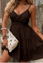 Kleid mini na ramiączkach z falbankami Sun Muse Gelb