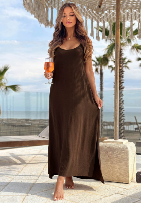 Maxikleid mit Tr&auml;gern Ocean Mist Schokoladenbraun