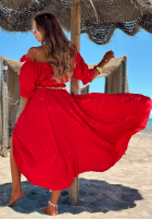 Set Bluse Kleid im spanischen Stil i Hose wide leg z paskiem Spanish Beauty Rot
