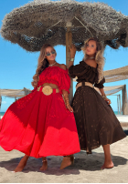 Set Bluse Kleid im spanischen Stil i Hose wide leg z paskiem Spanish Beauty Rot