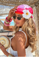 Halstuch w kolorowe paski Sunny Travel różowo-Rot