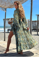 Wzorzysty Set kopertowa Bluse i asymetryczna Rock Sunrise Secret Himmelblau