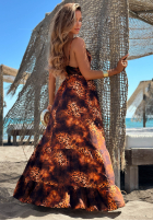 Kleid maxi na ramiączkach w panterkę Sun Lava Camel